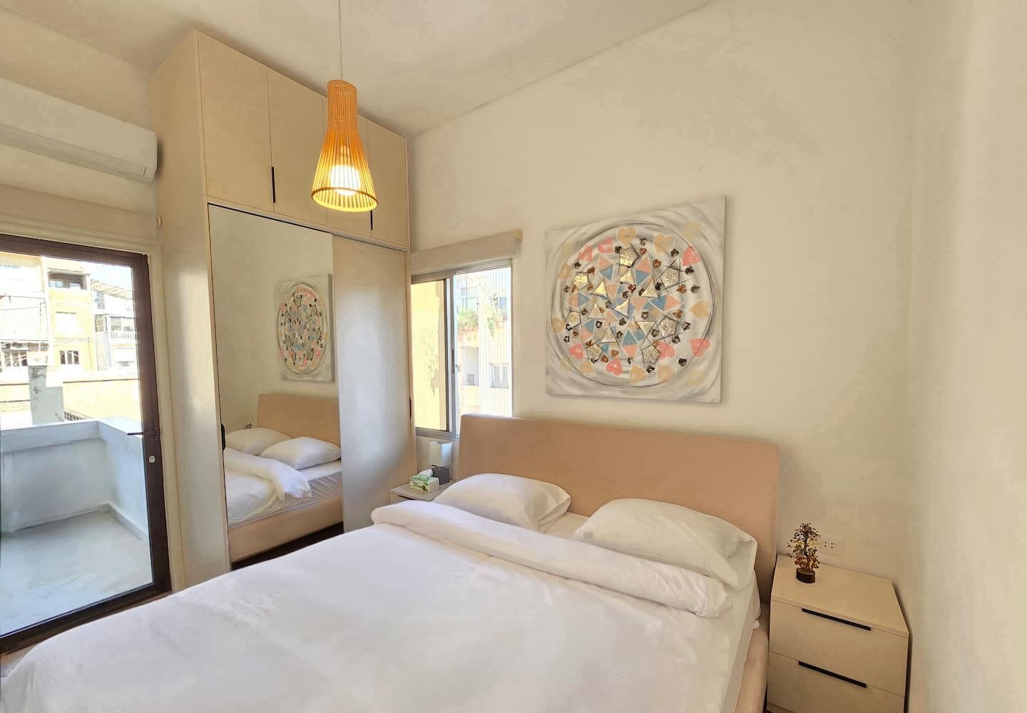 Bedroom with mirror wardrobe, Spacious 1-Bedroom in Geitawi, Achrafieh