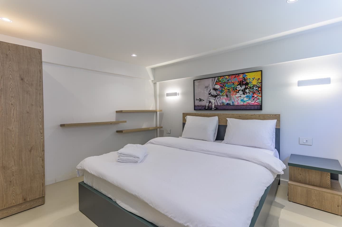 Bedroom with king bed, Heritage Loft 2-Bedroom in Achrafieh