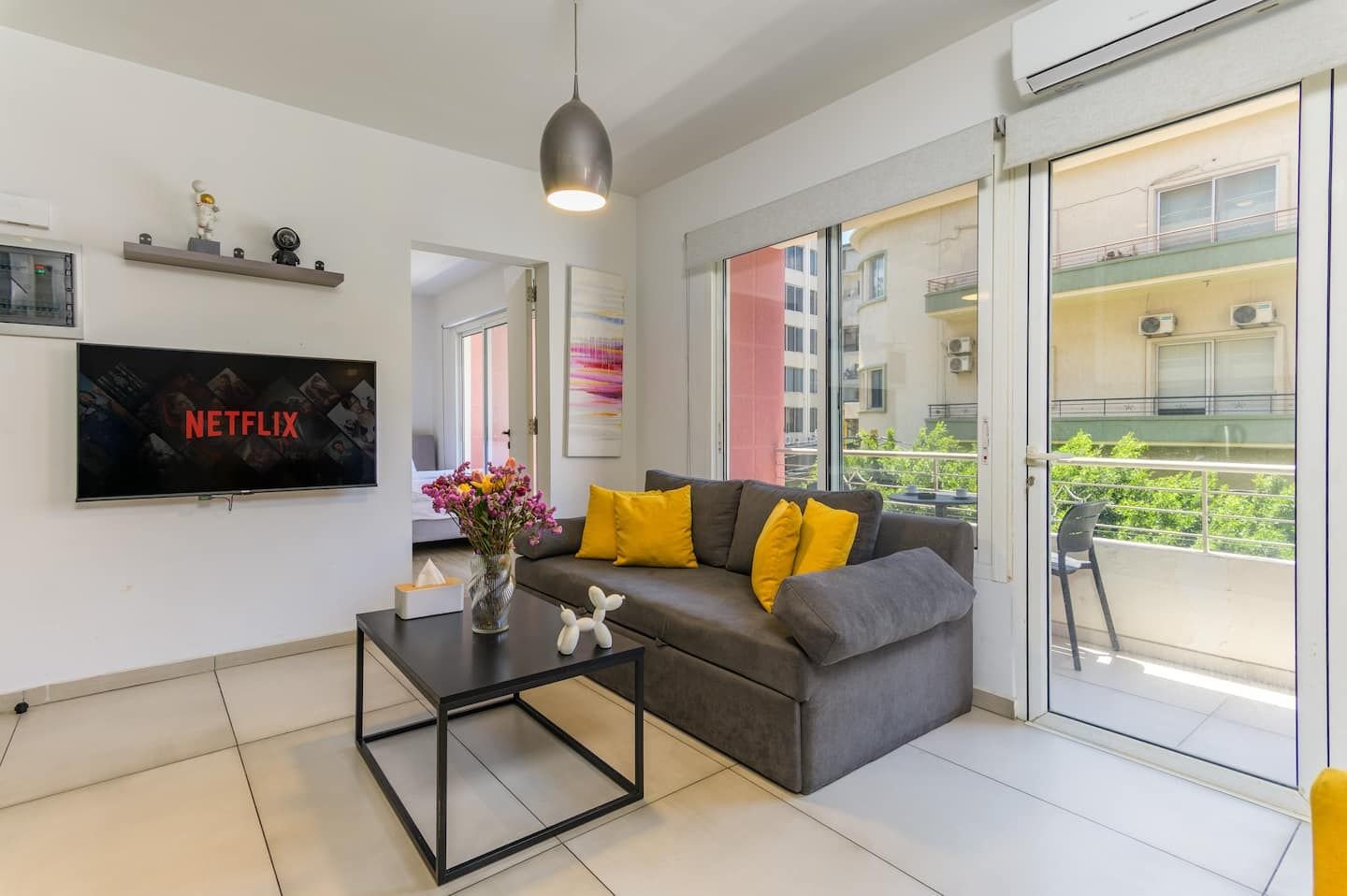 Living room with balcony doors, Badaro 2-Bedroom with Two Balconies