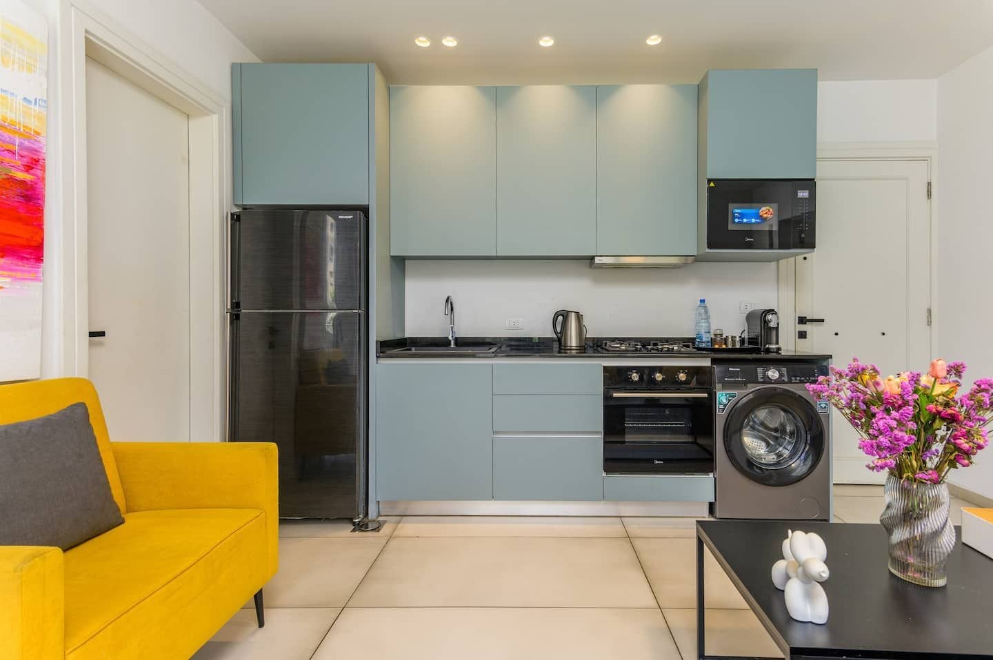 Kitchen with washing machine, Badaro 2-Bedroom with Two Balconies