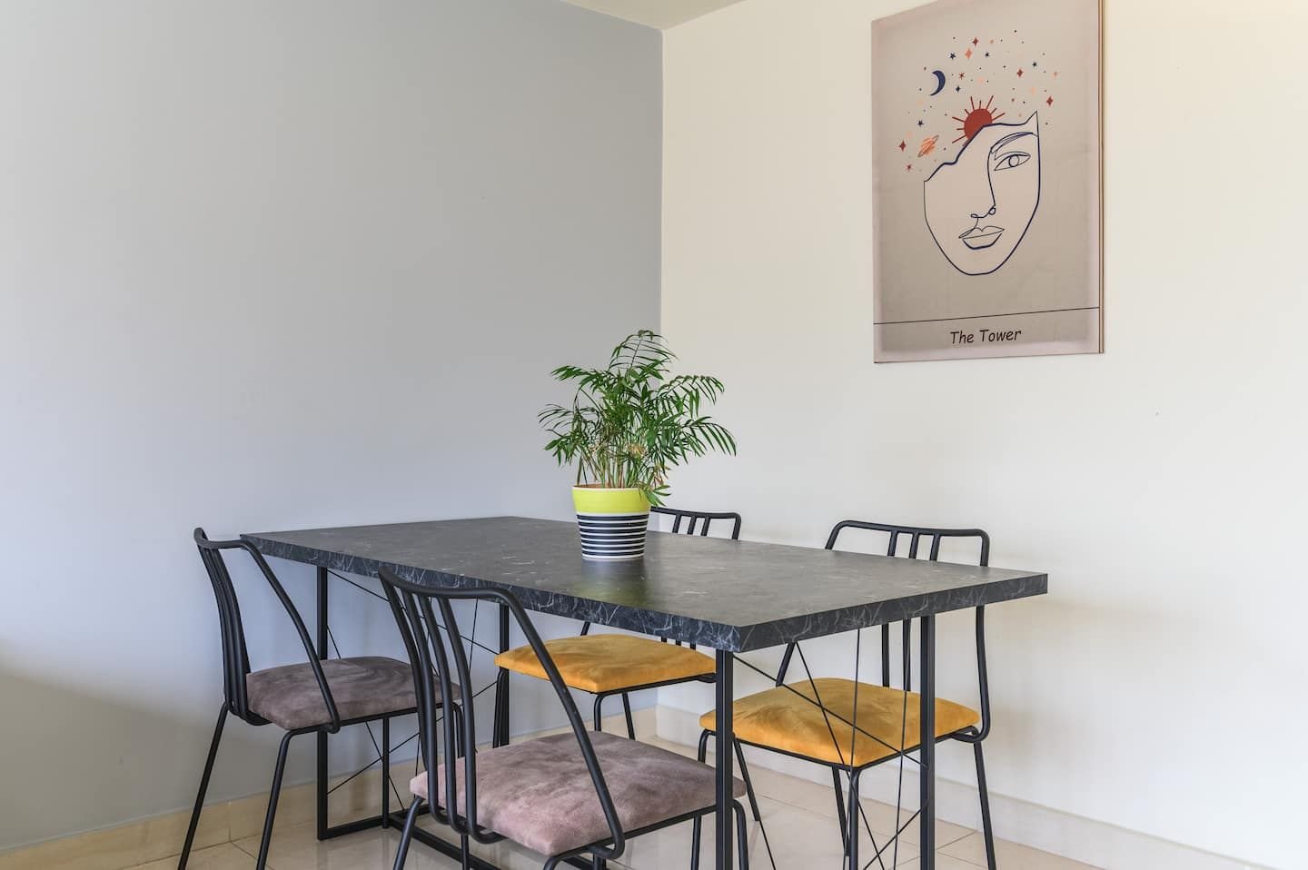 Dining table, Rawda Rooftop 1-Bedroom with Two Terraces