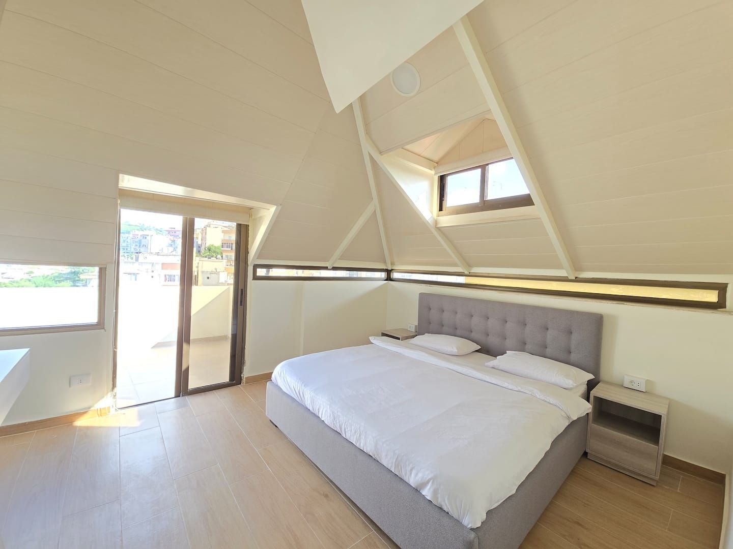 Bedroom with king bed, Dekwaneh Rooftop 1-Bedroom with Private Balcony