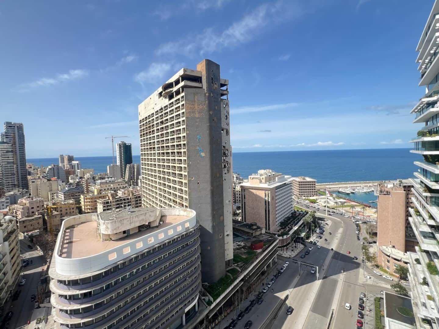 View over the Beirut seafront, Sea Breeze Studio in the Versace Tower
