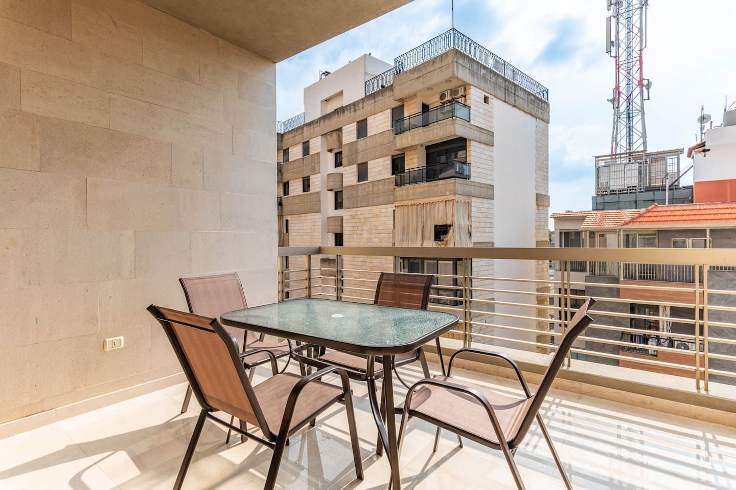 Balcony with seating, Spacious 3-Bedroom Duplex in Fanar
