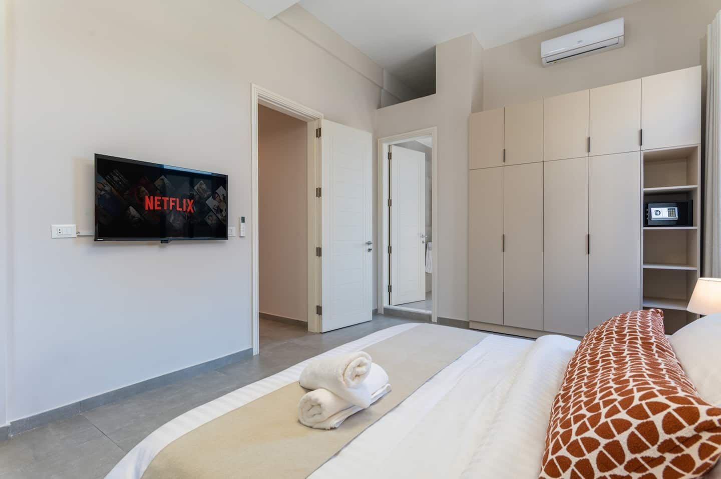 Bedroom with built-in wardrobe, Flat 3B (green interior) at Saifi 300, Tabaris